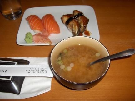 Sushi and miso soup