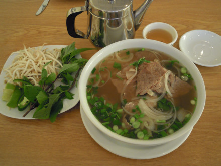 Pho with rare beef and well done brisket