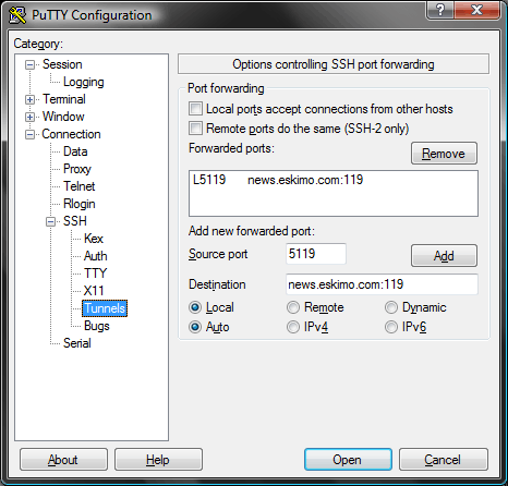 PuTTY Tunnels