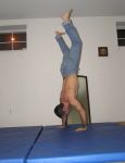 Handstand pushup in my mat room, January 8, 2006