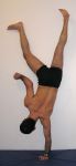 One-armed handstand in my mat room, March 29, 2006