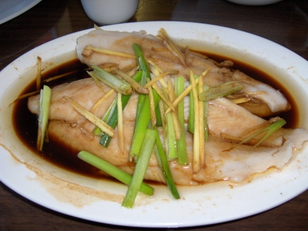 Steamed fish fillet served Cantonese style