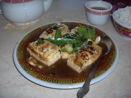 Tofu stuffed with shrimp