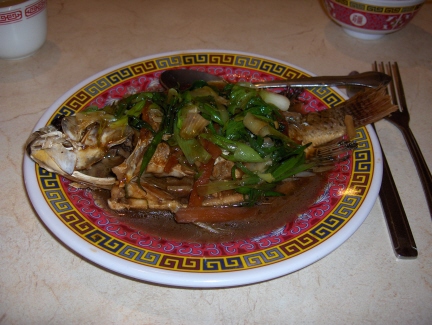 Steamed tilapia with ginger