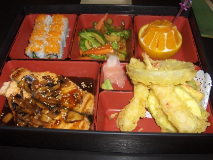Box lunch with salmon teriyaki