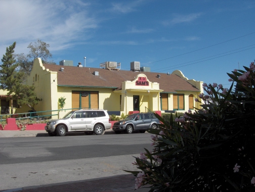Most parking and the entrance to Sam's Chinese Restaurant can be found on Langtry Street