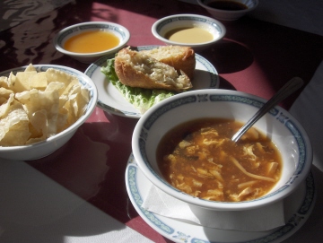 Shan Dong's famous hot and sour soup and egg rolls