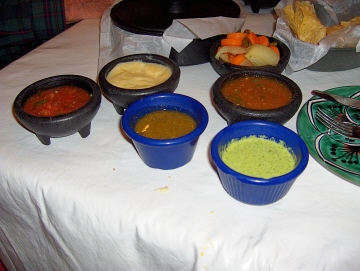 A variety of salsas are available