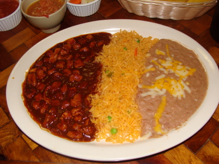 Guisado de chile rojo with pork