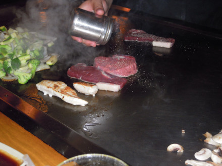 Steak cooking on the grill