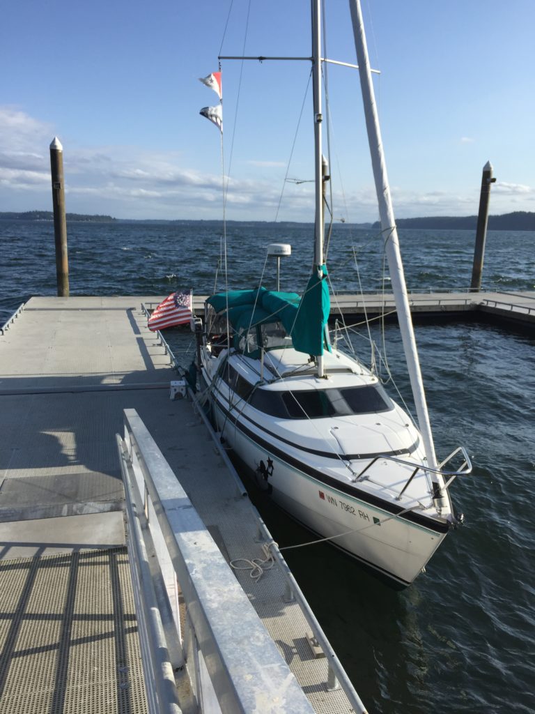 Joemma offers docks in the summer, which are exposed to southwest winds. "Murrelet" pictured here.