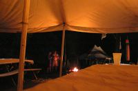 moon and campfire-light 
scene