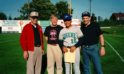[ Photo of Sixto Lezcano and three SLUBA 
Bosses ]