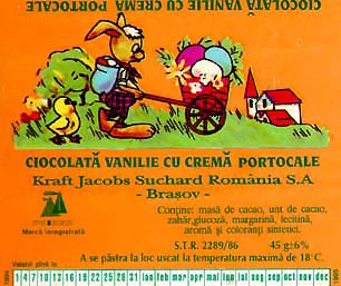 O tabelta de ciocolata vanilie cu crema de portocale