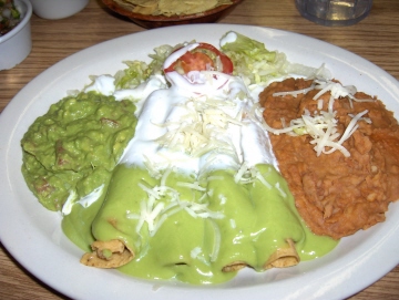 Flautas with guacamole and sour cream