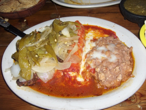 Rib eye steak with green chiles