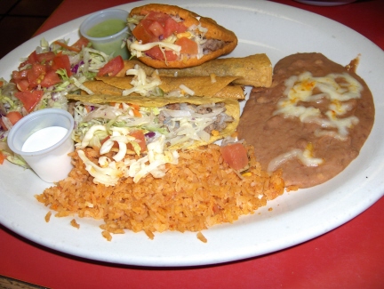 Taco, flautas, and gordita at Las Fuentes